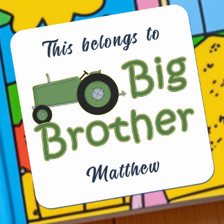 Sticker Carré Tracteur vert Big Brother personnalisé