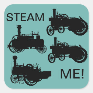 Sticker Carré Traction de tracteur de ferme de machine à vapeur