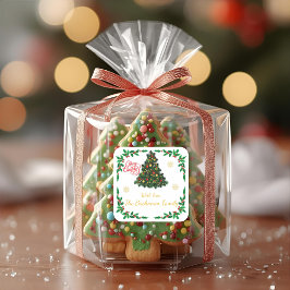 Sticker Carré Traditional Christmas Holly Border Personalised