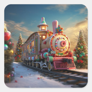 Sticker Carré Train à sucreries de Noël