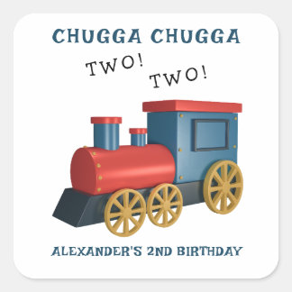 Sticker Carré Train Chugga Two Two Deuxième Anniversaire
