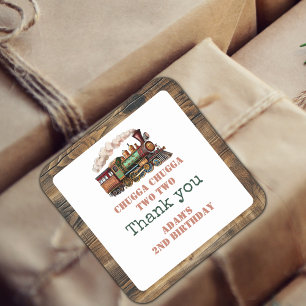 Sticker Carré Train Deuxième fête d'anniversaire Chugga Chugga D