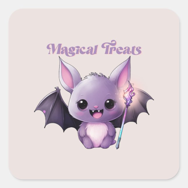 Sticker Carré Traitements magiques avec Bats mignons (Devant)