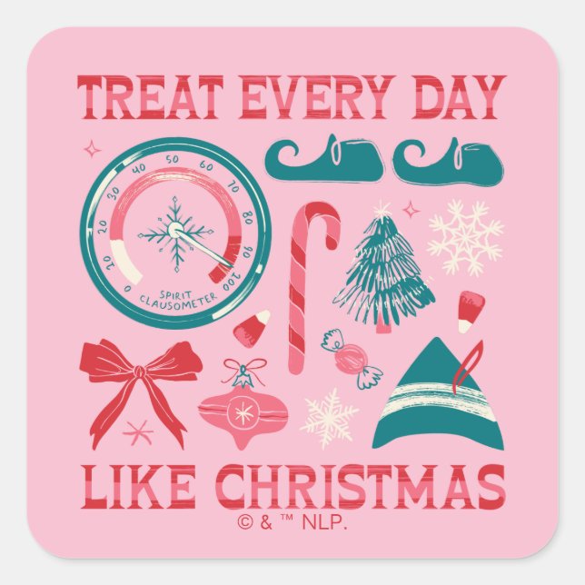 Sticker Carré Traiter chaque jour comme Noël (Devant)