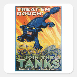 Sticker Carré Traitez-les en toux - Rejoignez les chars