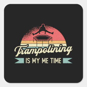Sticker Carré Trampoline est mon temps Trampoline Gymnaste Tramp