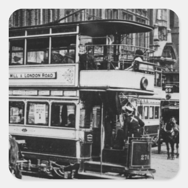 Sticker Carré Tramways à Manchester, vers 1900 (Devant)