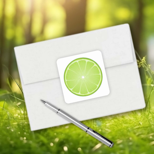 Sticker Carré Tranche de citron vert (Stick these bold Lime Slice stickers anywhere for an instant pop of citrus fun!)