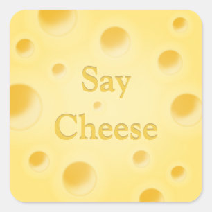 Sticker Carré Tranche de fromage jaune personnalisable "Dis From