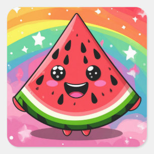 Sticker Carré Tranche de pastèque mignonne pour les amoureux de