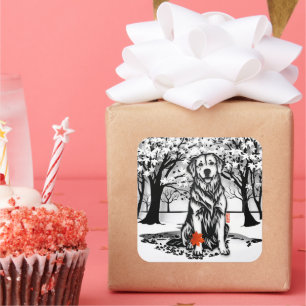 Sticker Carré TRANQUIL GLEN Golden Retriever