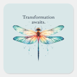 Sticker Carré Transformation Await - libellule artistique