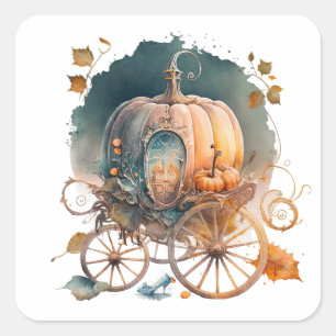 Sticker Carré Transport Citrouille magique