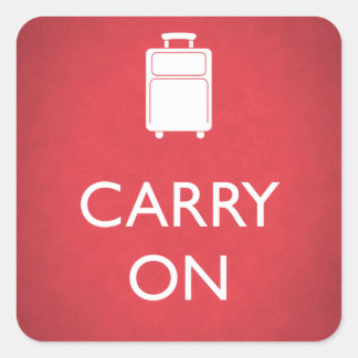 Sticker Carré TRANSPORTER - Bagages - Rouge drôle