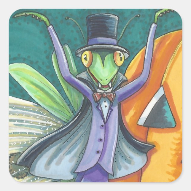 STICKER CARRÉ TRANSYLVANIE VAMPIRE PRIER MANTIS, BOGUE HALLOWEEN (Devant)