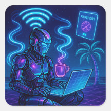 Travailler dur WiFi Harder Cyberpunk Robot Decal