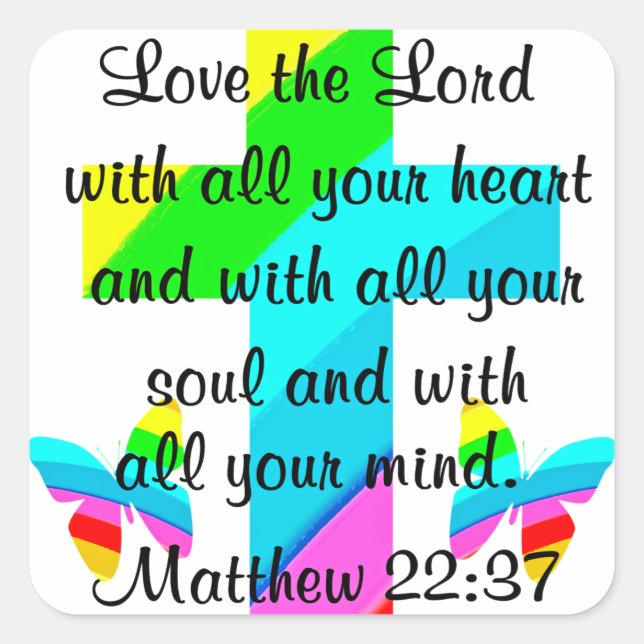 STICKER CARRÉ TRAVERSER ET BOUTEILLER MATTHEW 22:37 CONCEPTION (Devant)