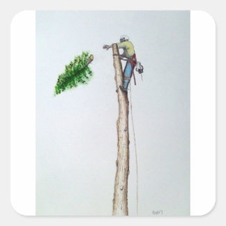 Sticker Carré Tree Surgeon Arborist at work present