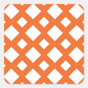 Sticker Carré treillis orange en blanc