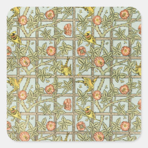 Sticker Carré Trellis par William Morris, textile de jardin vint