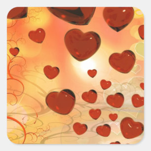 Sticker Carré Trending love coeurs, accessoires. Saint Valentin