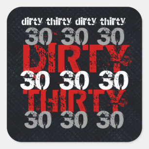 Sticker Carré Trente Anniversaire Noir Argent Rouge Ver 2