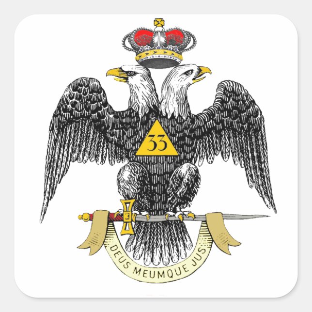 Sticker Carré trente-troisième Noir écossais Eagle de rite de (Devant)