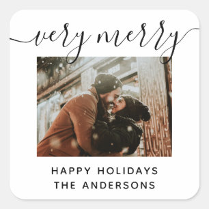 Sticker Carré Très Joyeux Noël   Photo des Fêtes Modernes