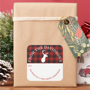 Sticker Carré Très Joyeux Plaid À partir de l'étiquette cadeau