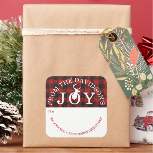 Sticker Carré Très Joyeux Plaid Joie À De Balise Cadeau