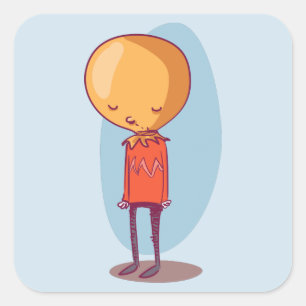 Sticker Carré très triste garçon personnage de dessin animé émot