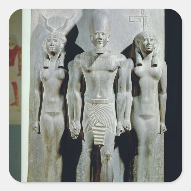 Sticker Carré Triade de Menkaure avec la déesse Hathor (Devant)