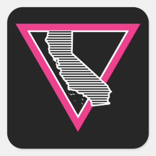 Sticker Carré triangle rose rayures californiennes