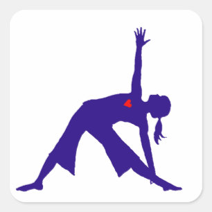Sticker Carré Triangle Yoga Pose Silhouette Avec Coeur