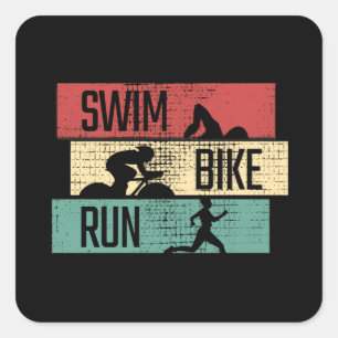 Sticker Carré Triathlon - Nager Vélo Courir
