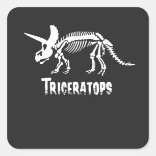 Sticker Carré Tricératops Squelette Dinosaure Fossile