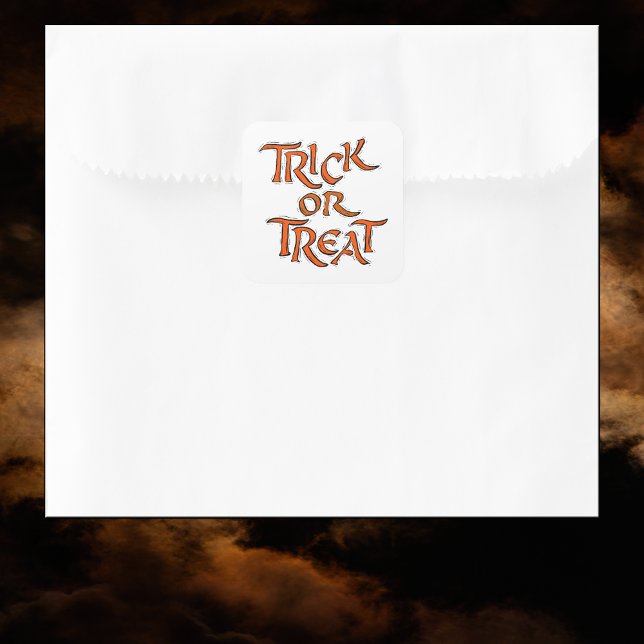 Sticker Carré Trick Halloween ou Traiter les mots (Halloween Trick or Treat Words Square Sticker)