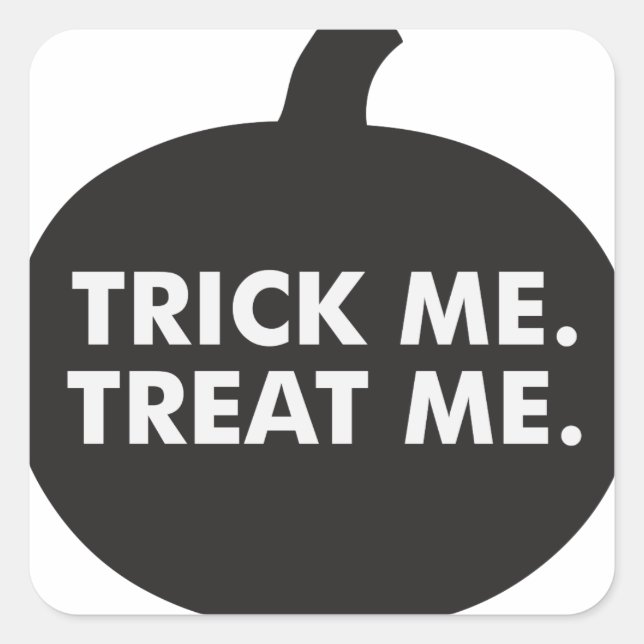 Sticker Carré Trick Me Traite, Blanc Noir (Devant)