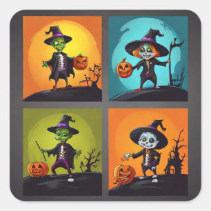 Sticker Carré Trick-or-treaters