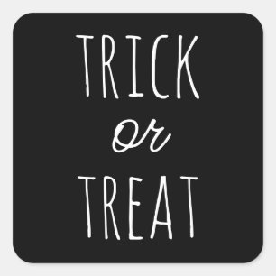 Sticker Carré Trick ou régalez. Belle Halloween noir et blanc