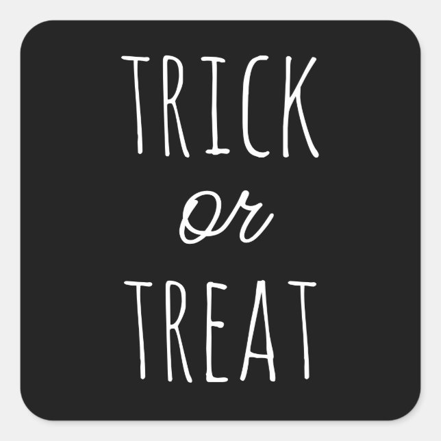 Sticker Carré Trick ou régalez. Belle Halloween noir et blanc (Devant)