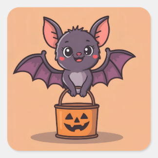 Sticker Carré Trick ou traitement chauve-souris