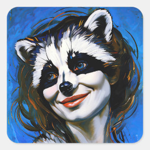 Sticker Carré Trickster du raton laveur "Velka Teyani"