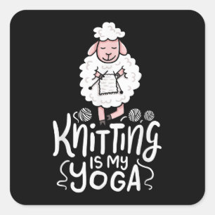 Sticker Carré Tricot Chat Chemise Tricot Lover Amoureux des chat