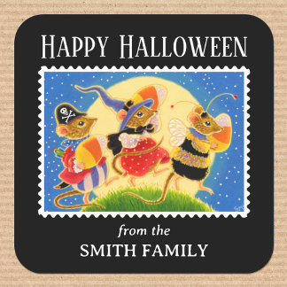 Sticker Carré Tricoter ou traiter sur mesure les souris d'Hallow