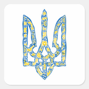 Sticker Carré trident de l'emblème national ukrainien tryzub eth