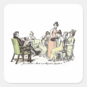 Sticker Carré Trimming a Casquette Jane Austen Fierté et préjugé