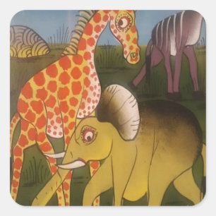 Sticker Carré Trio d'art africain
