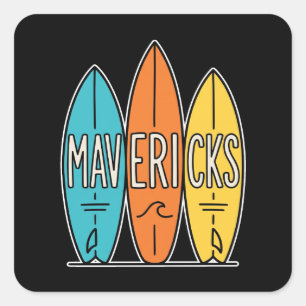 Sticker Carré Trio de planches de surf Mavericks