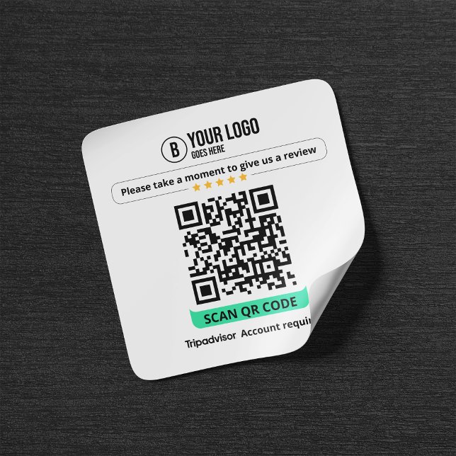 Sticker Carré Tripadvisor Avis QR Code Rate Business 5 Star (Créateur téléchargé)